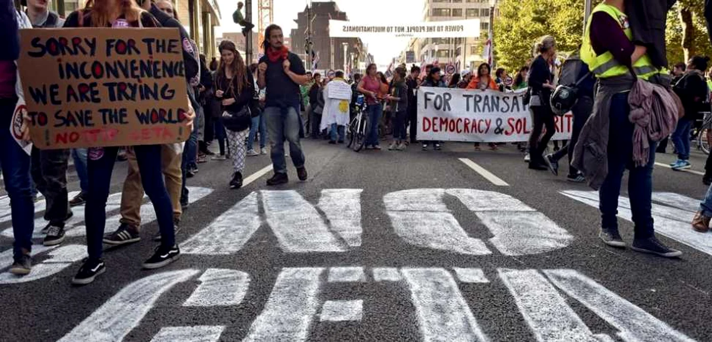 Manifestaţie anti CETA la Bruxelles