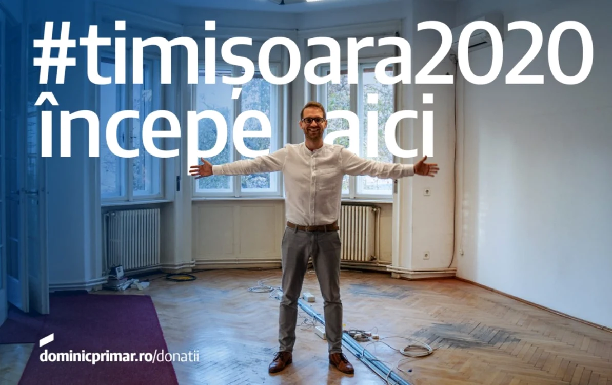 Primarul Timişoarei, Dominic Fritz, în sediul de campanie pentru alegerile locale din 2020 FOTO Facebook/USR PLUS