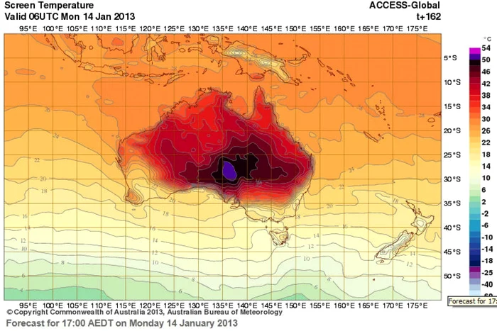 Meteorologii au introdus culoarea mov aprins pe harta temperaturilor FOTO BOM