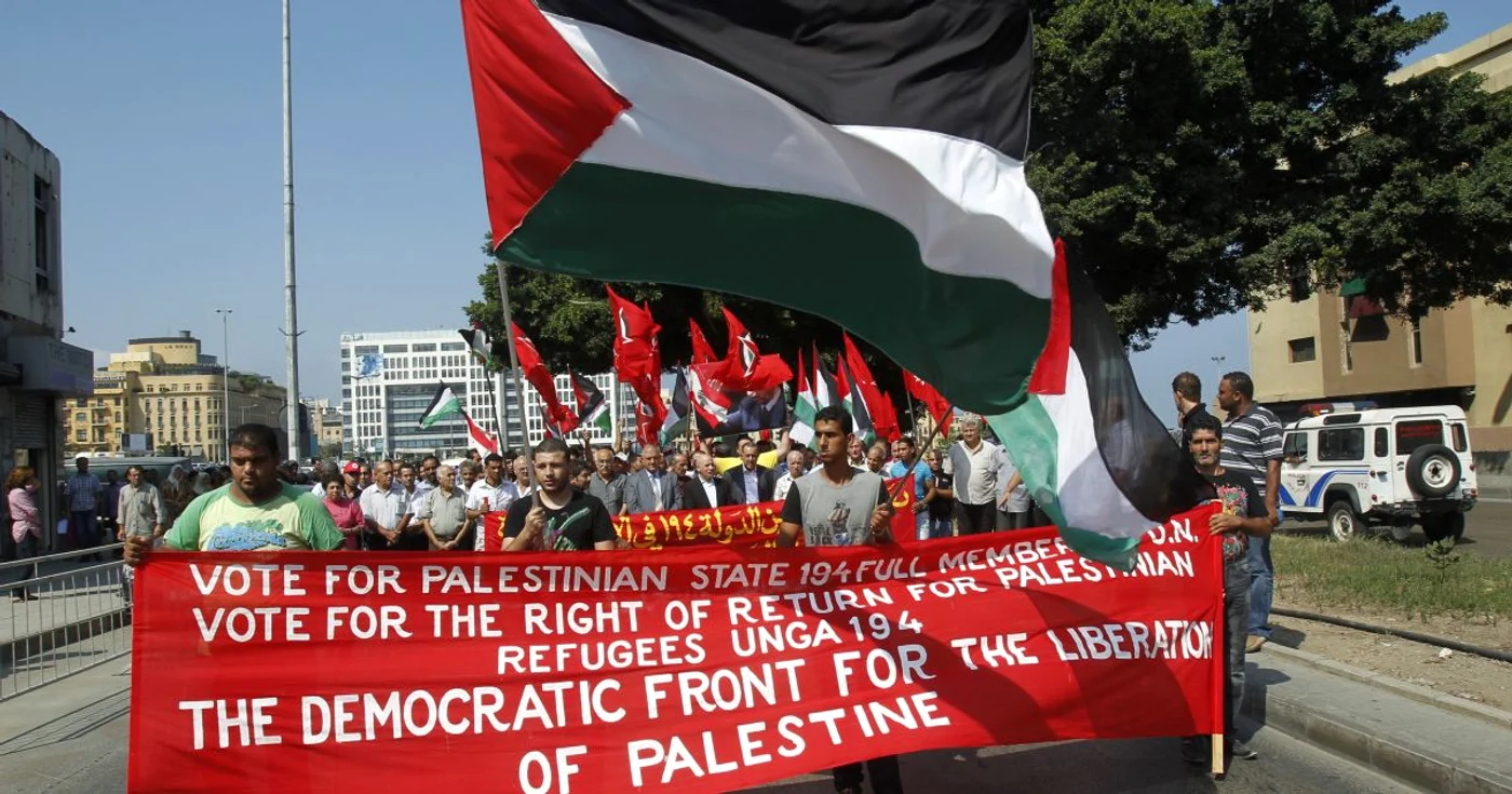 Marş de susţinere a cauzei palestiniene în capitala Libanului, Beirut. 