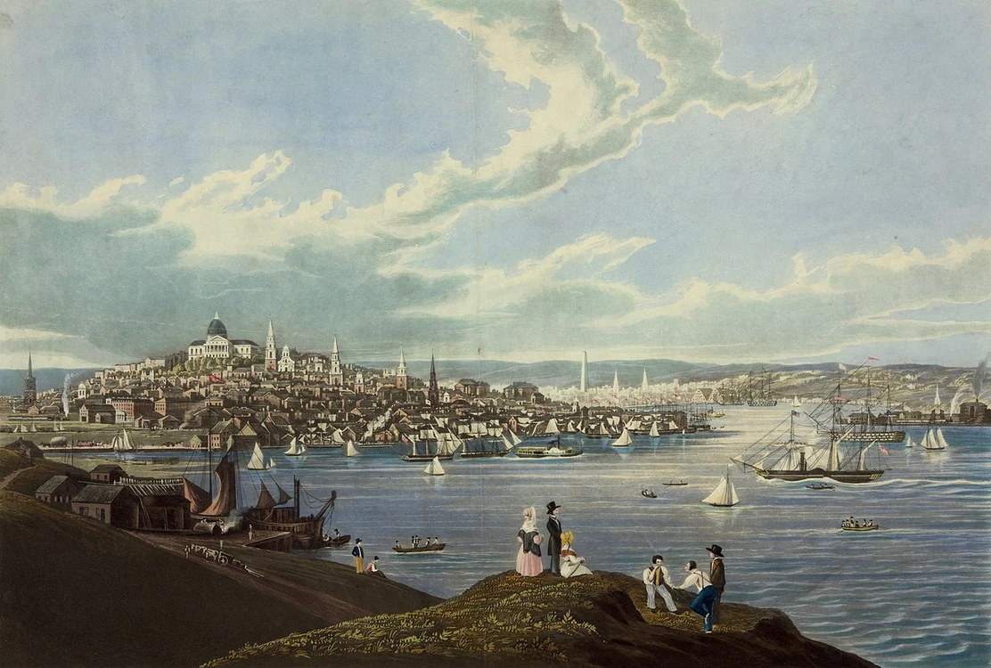 Imagine a orașului Boston din Dorcester Heights în 1841 Wikipedia