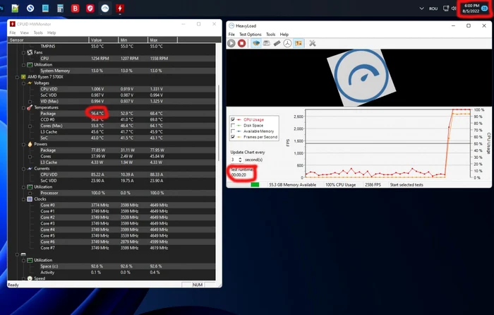 Heavyload AMD Ryzen 7 5700X pornire