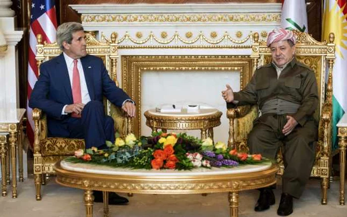 John Kerry şi preşedintele kurd, Massoud Barzani FOTO Reuters