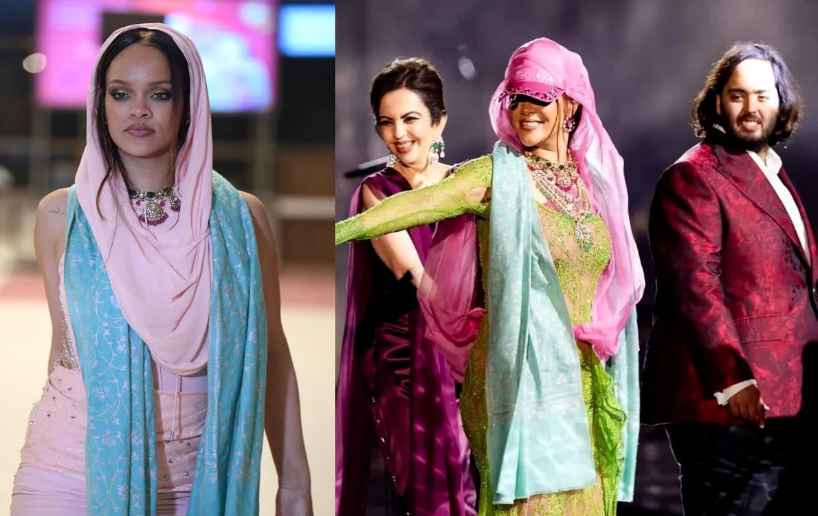 Rihanna în India FOTO Colaj Twitter