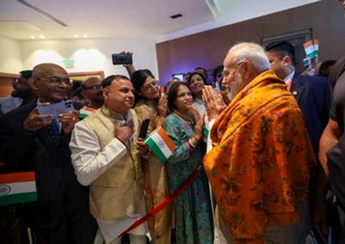 Premierul indian a fost întâmpinat de comunitatea indiană la Kiev FOTO X/Narendra Modi