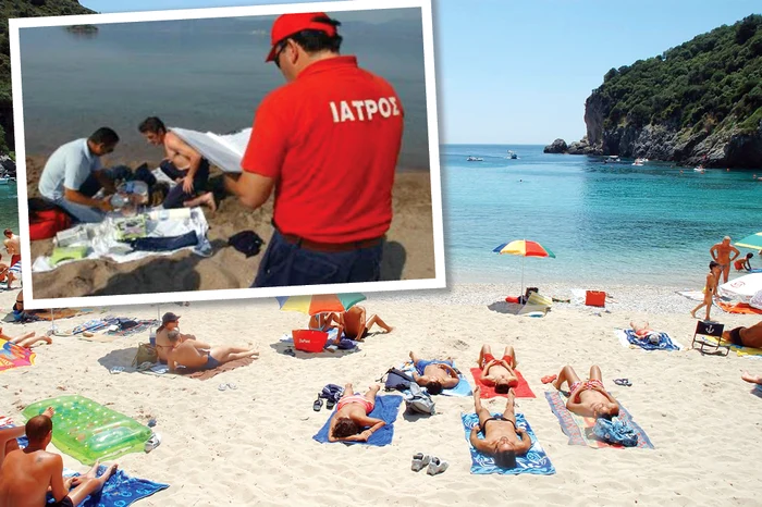 
    Bărbatul rănit a primit  primul ajutor pe plajă  