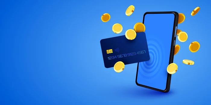 Colaj imagine plata cu telefon mobil și card