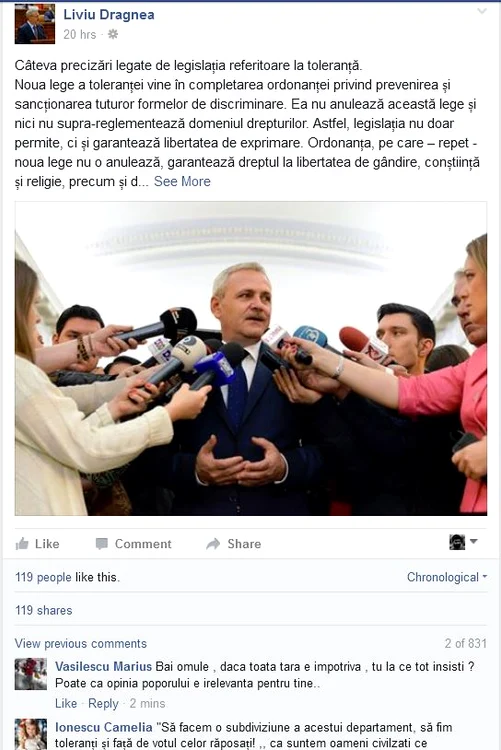 Mesajul său de pe rețeaua de socializare nu a fost primit bine de internauți