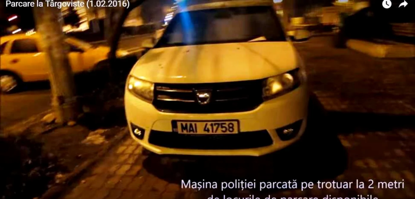 Maşină MAI, parcată pe un trotuar, la doi metri de parcare amenajată FOTO targovisteainimagini.ro