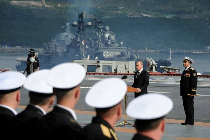 Pfeşedintele rus, Vladimir Putin, la Ziua marinei ruse