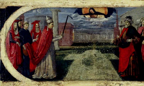 Perugino (c 1450 1523) (attributed to)   The Miracle of the Founding of Santa Maria Maggiore with a Fall of Snow (5 August 352) (predella panel)   1246461   National Trust jpg