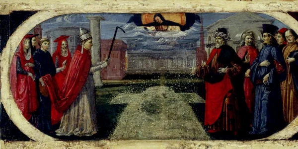 Perugino (c 1450 1523) (attributed to)   The Miracle of the Founding of Santa Maria Maggiore with a Fall of Snow (5 August 352) (predella panel)   1246461   National Trust jpg