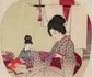 concubină japoneză alegând textile pentru kimono, 1780. FOTO: Getty Images