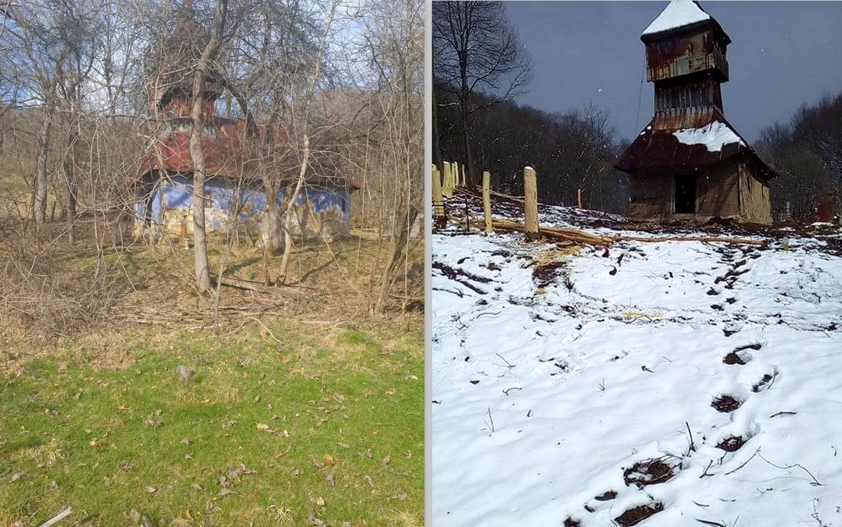 Biserica din Bunești, înainte de reparare. 