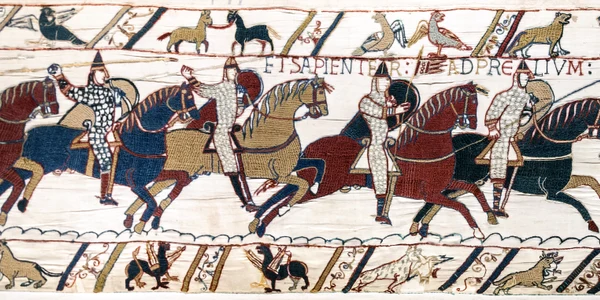 Bayeux Tapestry scene51 Battle of Hastings Norman knights and archers jpg