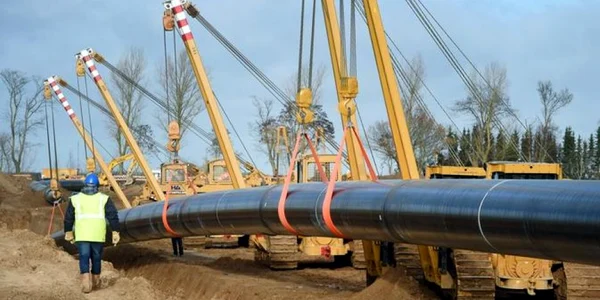 Conductă din Nord Stream 2 montată în decembrie în localitatea germană Groß Polzin din landul Mecklenburg-Pomerania Anterioară