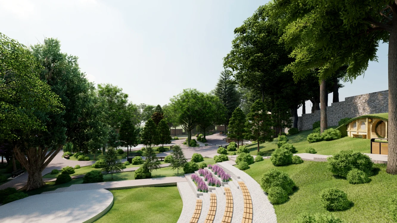 Zona pentru spectacole din noua grădină FOTO Primăria Piatra Neamț