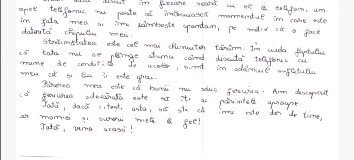 mesaj către părintele meu