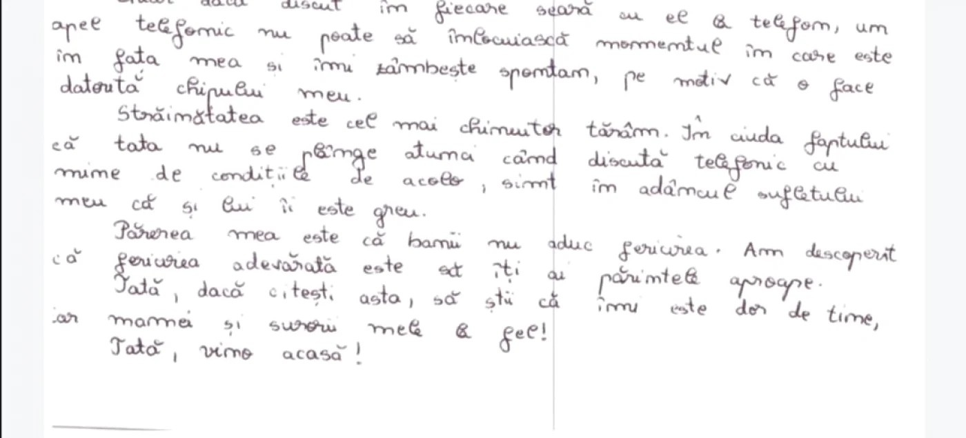 mesaj către părintele meu