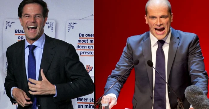 Liderul liberalilor, Mark Rutte, şi liderul laburiştilor, Diederik Samsom FOTO: Reuters