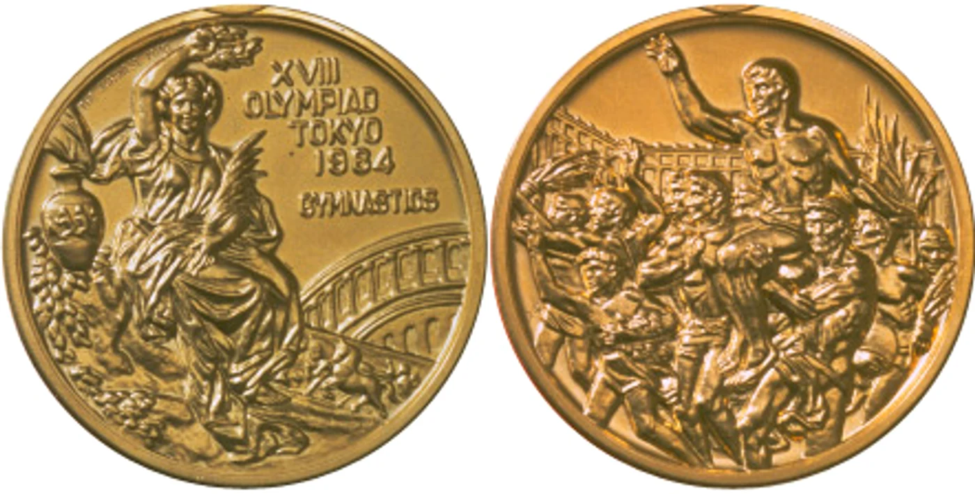 Medalia de aur oferită la probele de gimnastică la JO din 1964