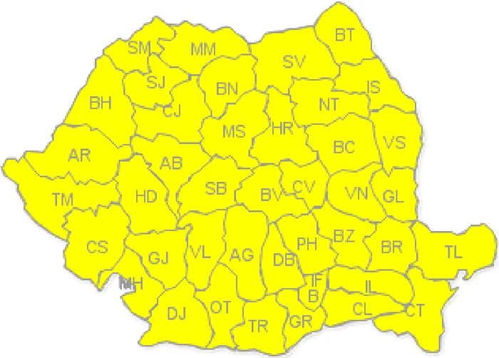 Codul galben de ploi şi ninsori a fost prelungit