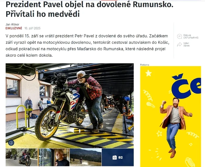 Presa cehă a prezentat vizita incognito a președintelui țării (Captură: IDNES.CH)