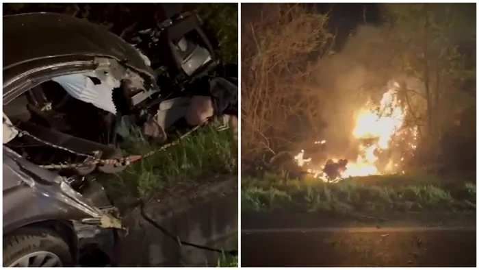 Presa locală scrie că victima carbonizată era o tânără. FOTO: captură video Știrile Pro TV