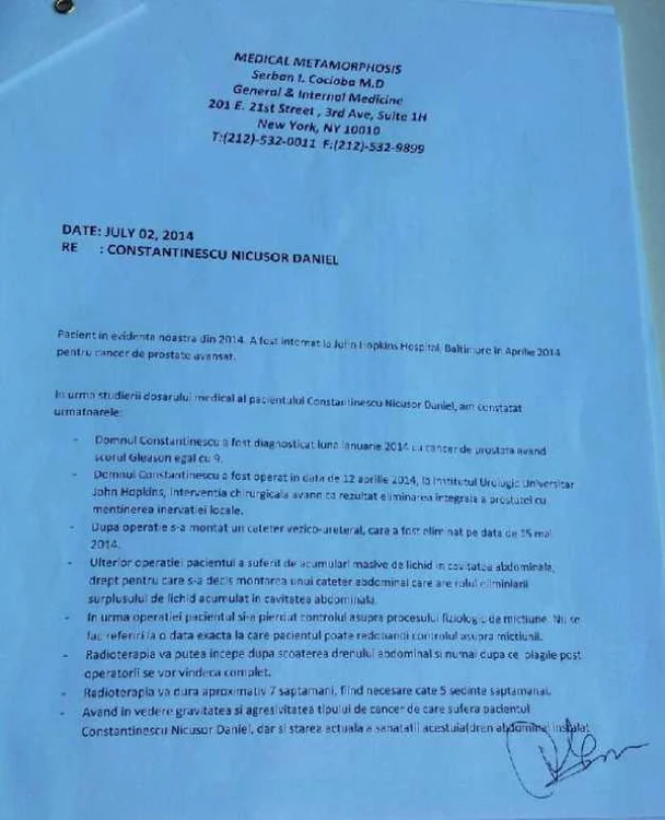 Constanţa - Noi scrisori medicale pentru Nicuşor Constantinescu. Doctorii semnează în apărarea sa 