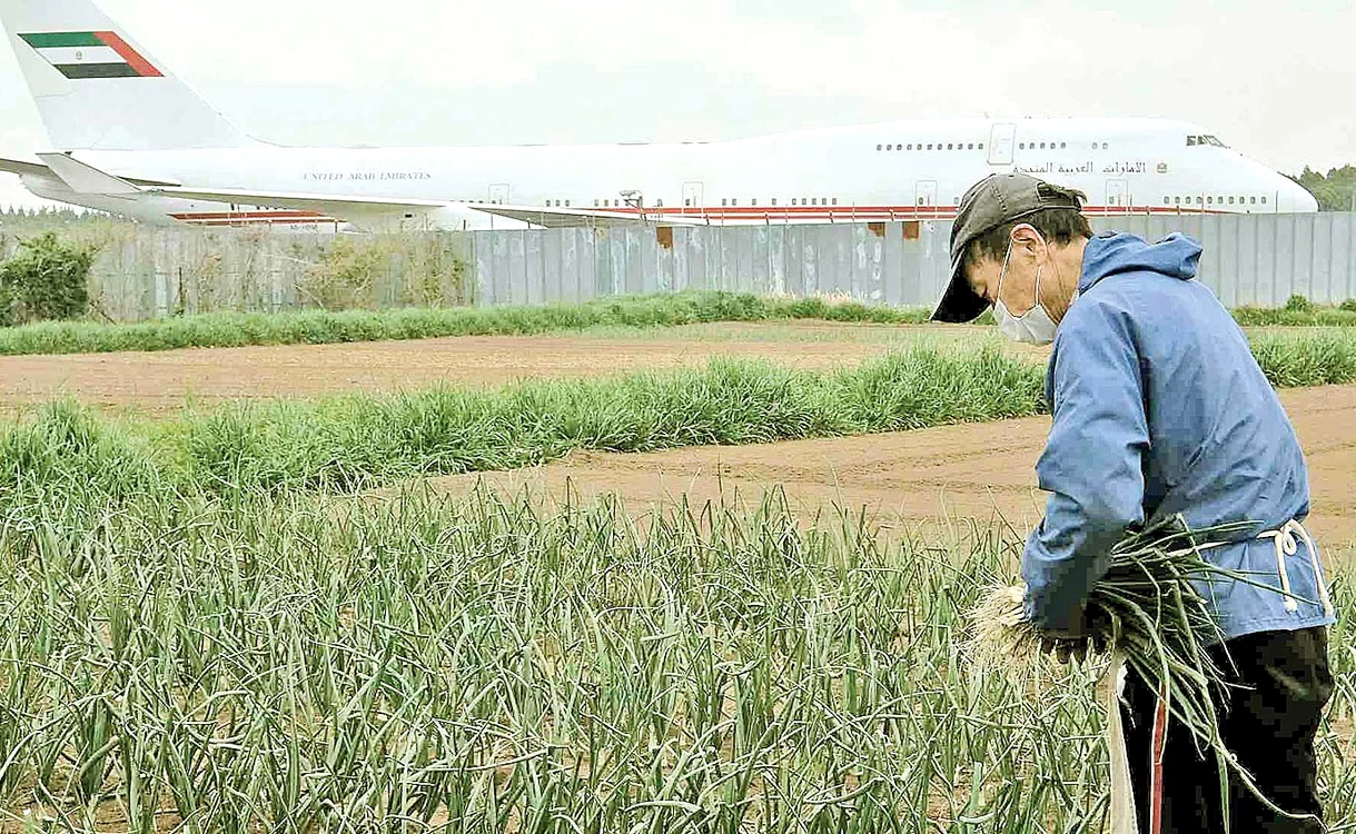Takao Shito aproape că nici nu mai observă avioanele uriaşe care fac un zgomot infernal