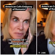 O comediantă americană a devenit virală după ce a „cerut azil” la Ambasada României, într-un videoclip satiric FOTO: captură Instagram
