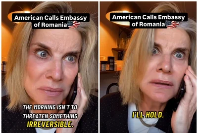 O comediantă americană a devenit virală după ce a „cerut azil” la Ambasada României, într-un videoclip satiric FOTO: captură Instagram