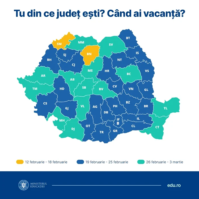 Harta vacanțelor de schi FOTO Facebook  Ministerul Educației