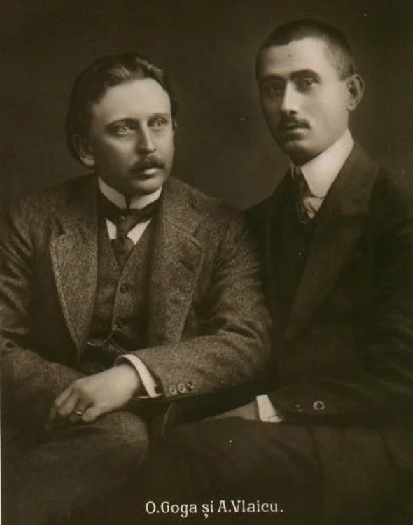 Octavian Goga și Aurel Vlaicu (dreapta)