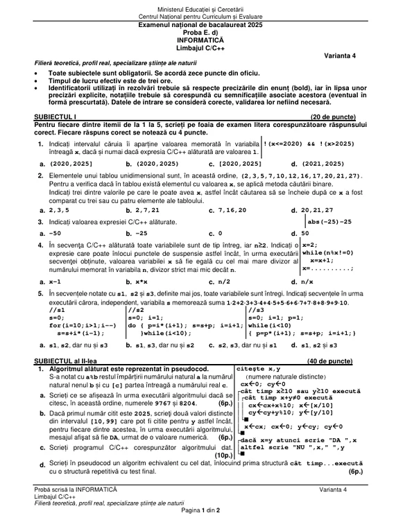 Bacalaureat 2025 - sesiunea de toamnă. Elevii au susținut proba la alegere a profilului. Subiecte și bareme de corectare 53 image