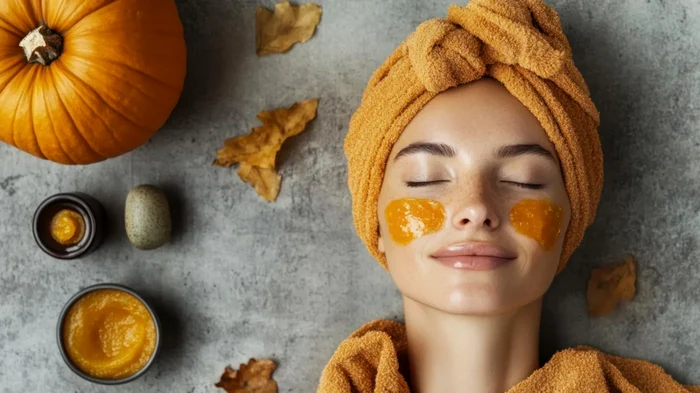 Mască de dovleac făcută în casă. 