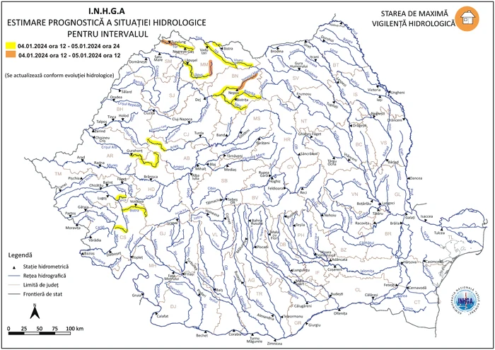 Harta cu codurile. FOTO: INHGA