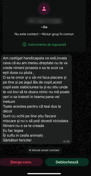 Mesajele pe care femeia le-a fi atribuit fostului soț FOTO: Arhiva personală