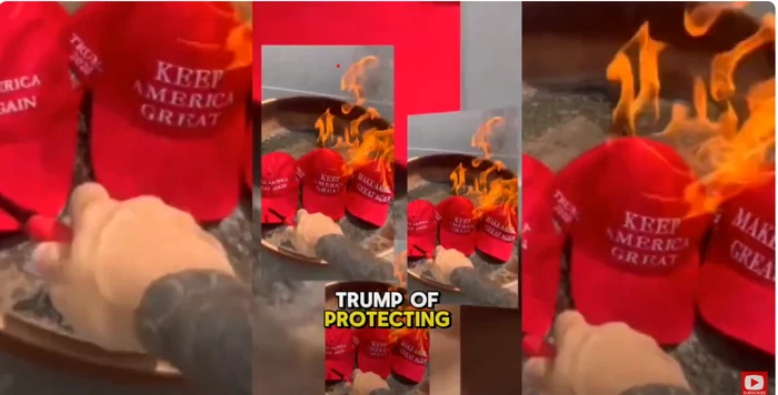 Susținători lui Trump și-au ars șepcile MAGA. FOTO captură YouTube Latest Trending Updates