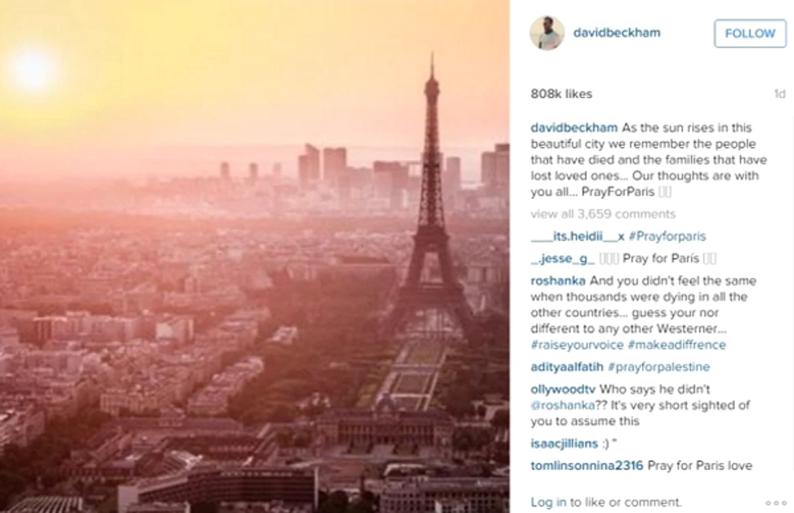 Beckham a publicat o imagine cu Parisul pe rețeaua de socializare Instagram