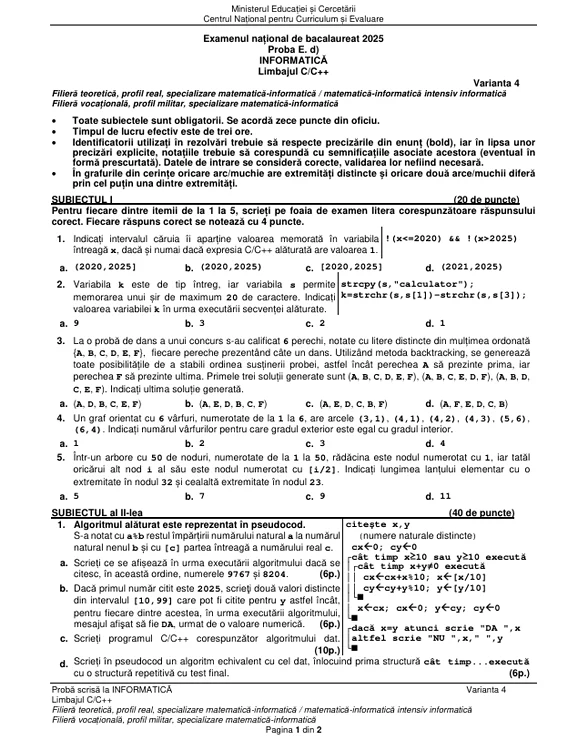 Bacalaureat 2025 - sesiunea de toamnă. Elevii au susținut proba la alegere a profilului. Subiecte și bareme de corectare 47 image