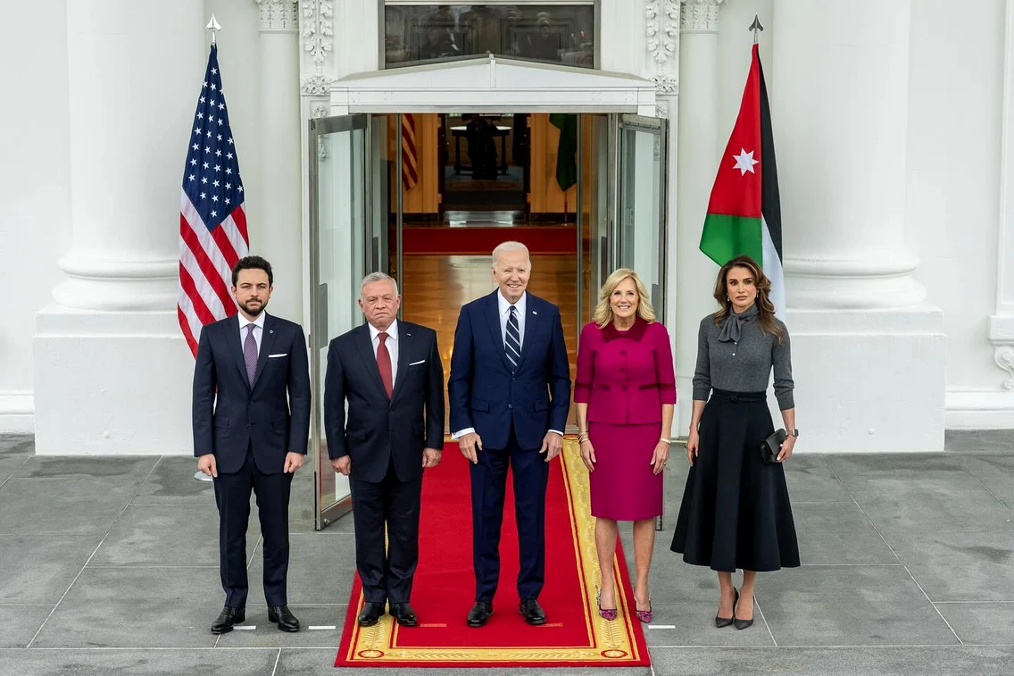 Regina Rania, Regele Abdullah si Printul Hussein al Iordaniei la Casa Alba cu Joe Biden si Jill Biden   Casa Alba 