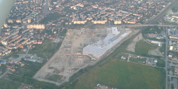 Şantierul mall-ului din Calea Şagului văzut din avion FOTO Ştefan Both