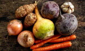 36313312   various fresh raw vegetables on wooden table, top view jpeg