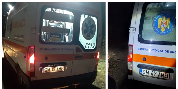 ambulanta atacata cu pietre. foto presasm.ro