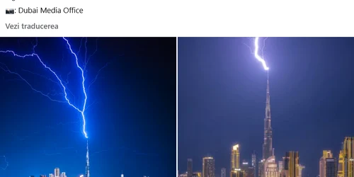 Burj Khalifa lovit de fulger foto Dubai media office png