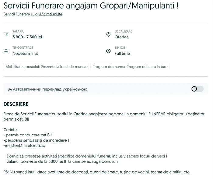 Anunțul postat pe OLX / foto: OLX