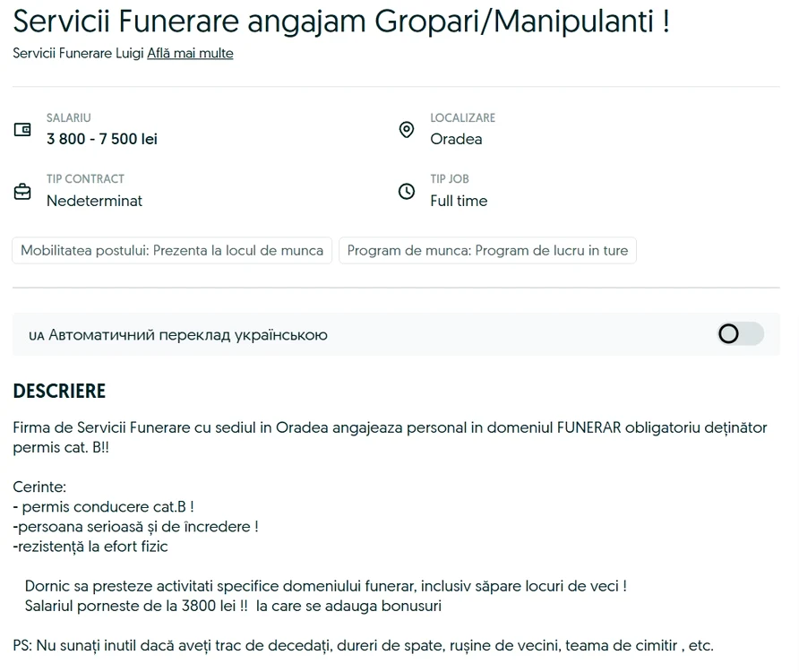 Anunțul postat pe OLX / foto: OLX