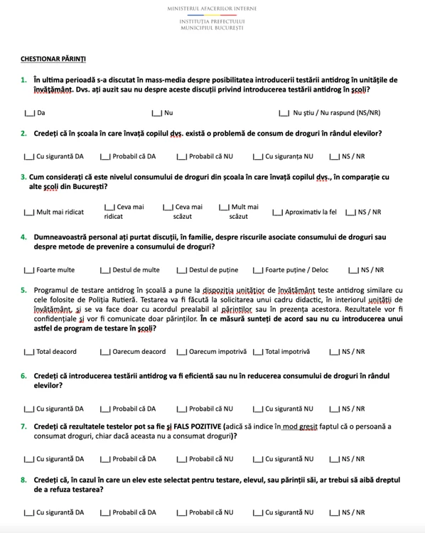 Chestionarele vor ajunge la părinți, începând de luni / foto: Edupedu