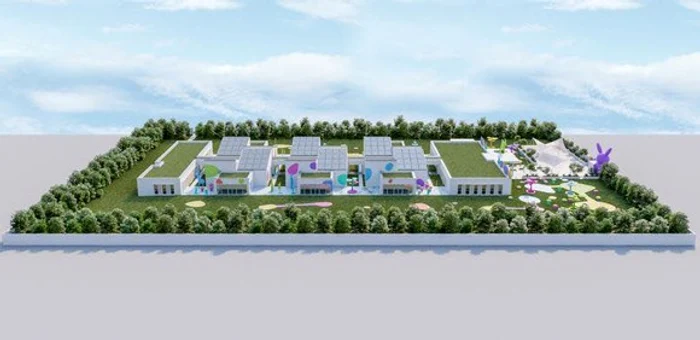 
    Macheta noii creșe, din sectorul 2, arată că zona curții va fi plină de verdeață  